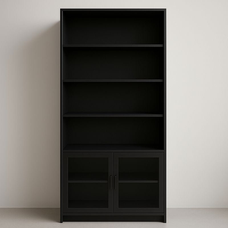 Bibliothèque en MDF avec Portes en Verre Noir