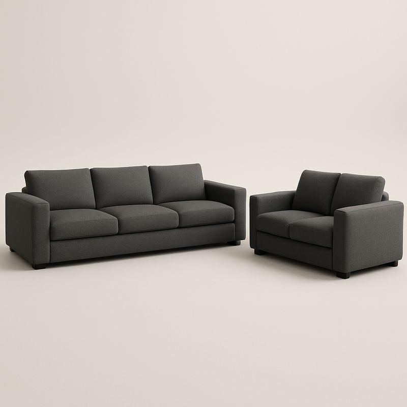 Ensemble Canapé et Fauteuil en Tissu Polyester Gris