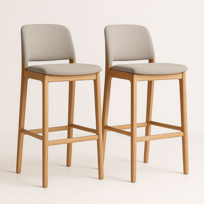 Ensemble de 2 chaises de bar en tissu polyester gris avec cadre en bois