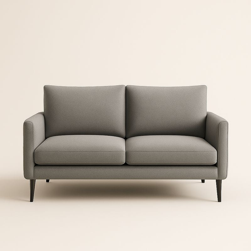 Canapé deux places tissu polyester gris pieds métal