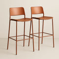 Ensemble 2 Tabourets de Bar Métal Siège Polypropylène Marron