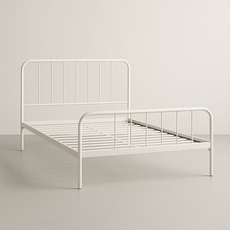 Lit Double en Métal Blanc 140x200 cm