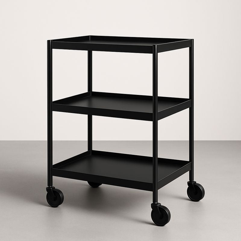 Chariot de Service 3 Niveaux Métallique Noir