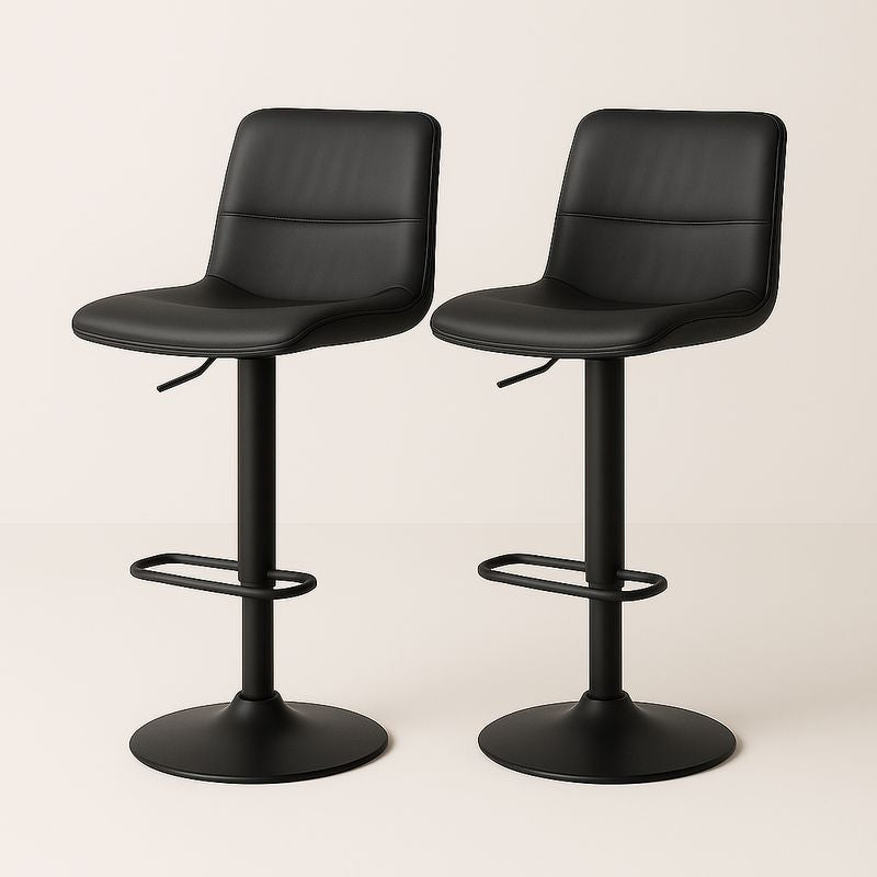 Lot de 2 Tabourets de Bar réglables en Cuir Synthétique Noir