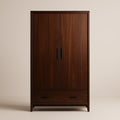 Armoire en bois avec 2 portes et 1 tiroir en noyer foncé