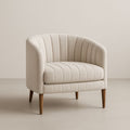 Fauteuil arrondi en tissu avec pieds en bois