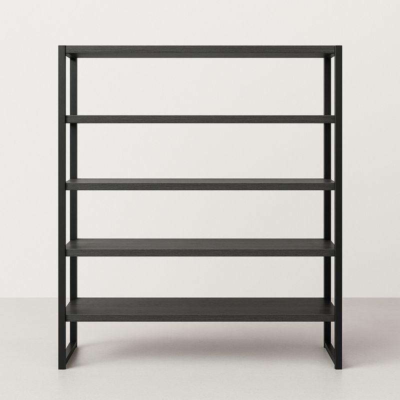 Etagère Rectangulaire 4 Niveaux Bois Métal Noir 120x40x160cm