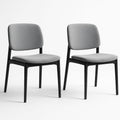 Lot de 2 chaises en plastique et polyester gris/noir 45x50x83 cm
