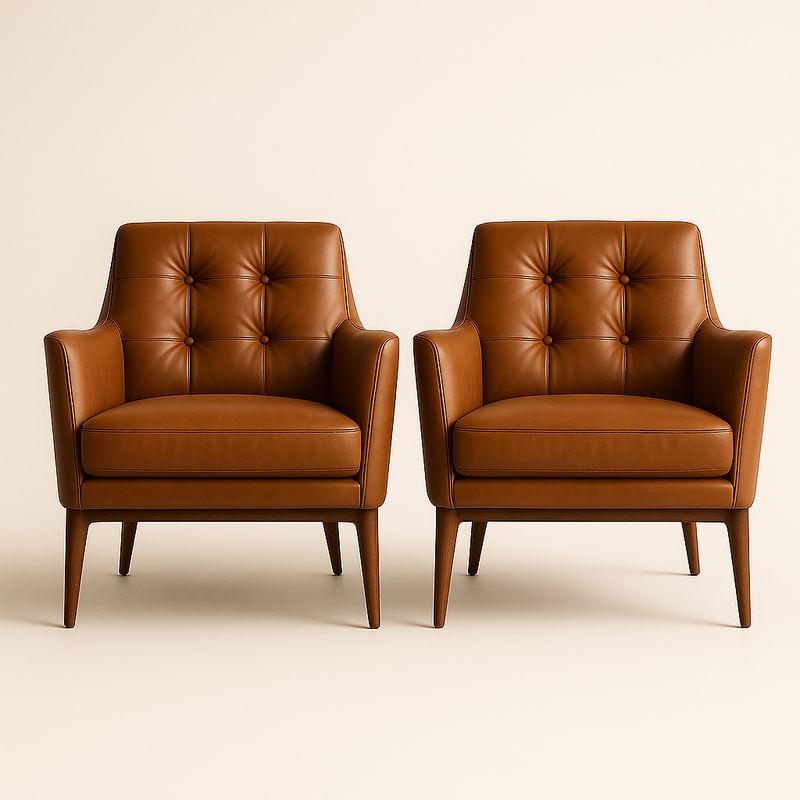 Lot de 2 fauteuils en cuir marron