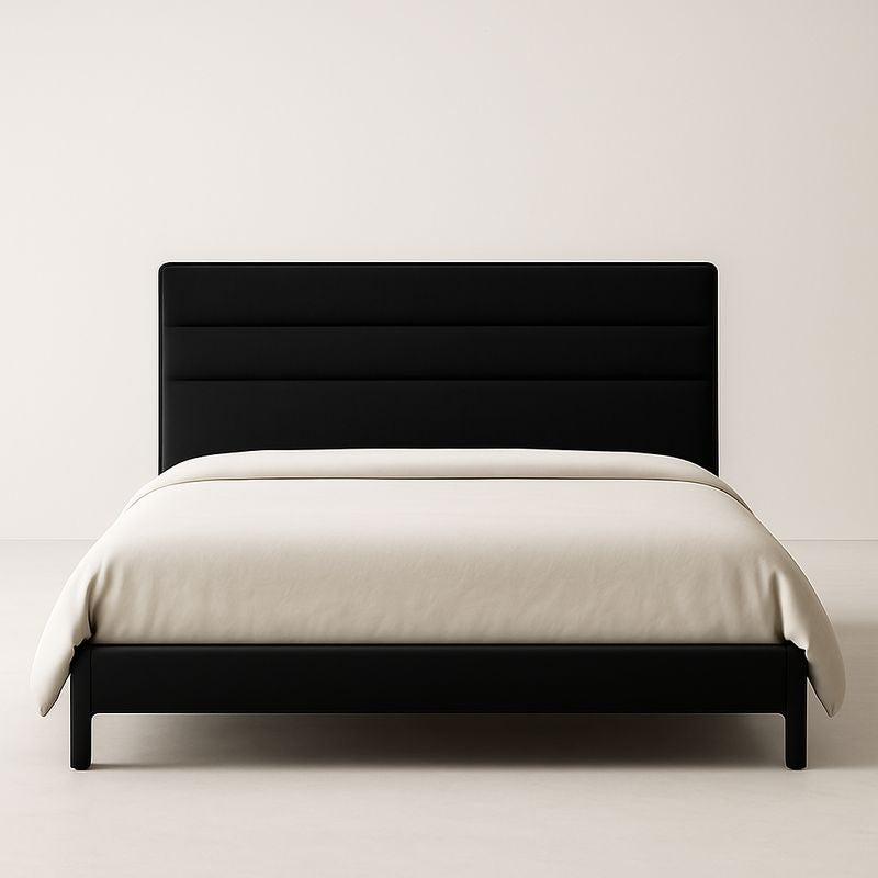 Lit plateforme en métal avec tête de lit en polyester noir 200x160 cm