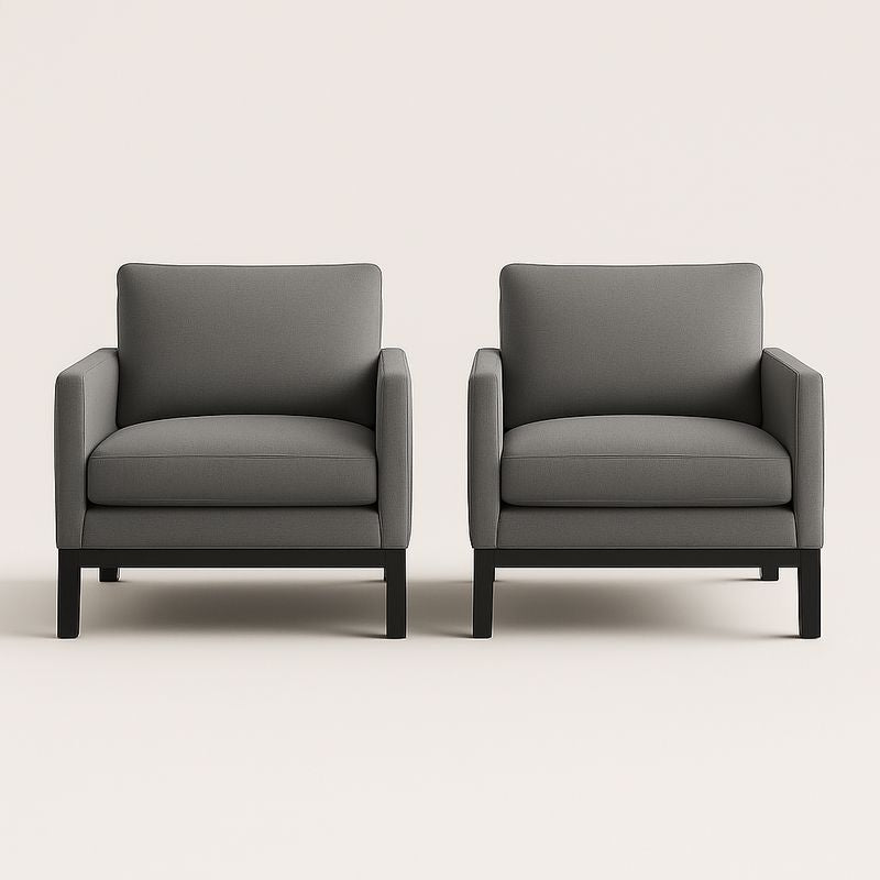 Ensemble de Deux Fauteuils Tissu Gris Cadre Métal