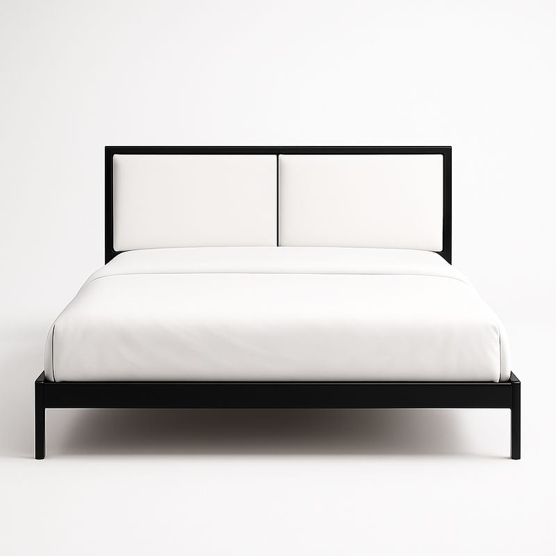 Lit double en métal et PU Noir/Blanc 200x160 cm