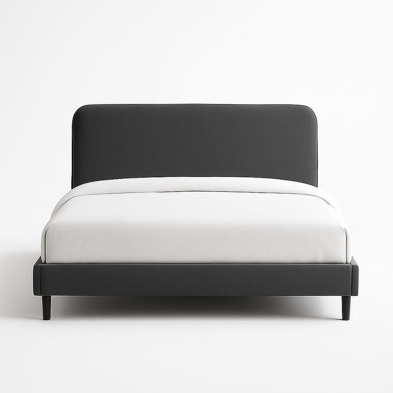 Lit double en tissu polyester bois gris foncé 140x200 cm