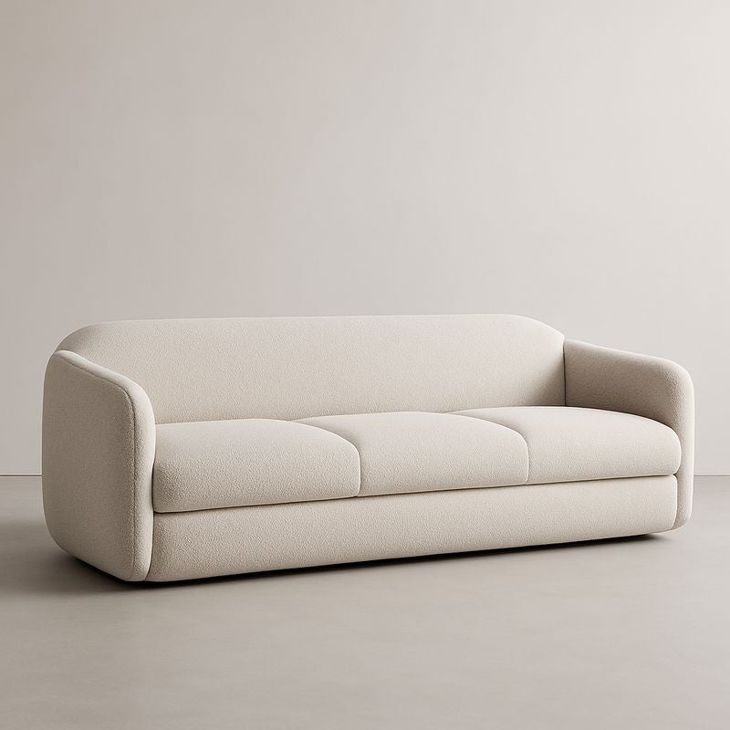 Canapé 3 Places Bouclé Beige Bois Massif