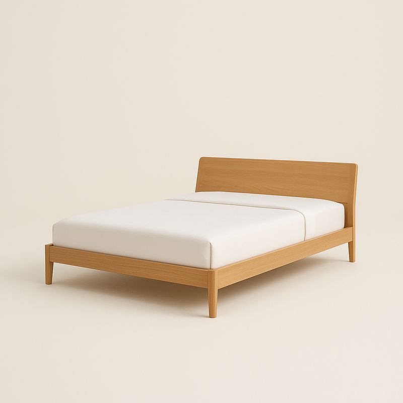Lit Double en Bois d'Érable 140x200 cm avec Matelas Blanc