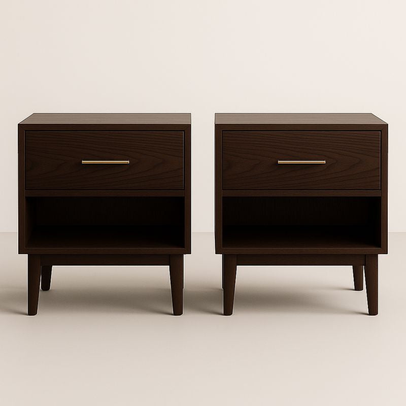 Ensemble de tables de chevet en bois avec tiroir et étagère