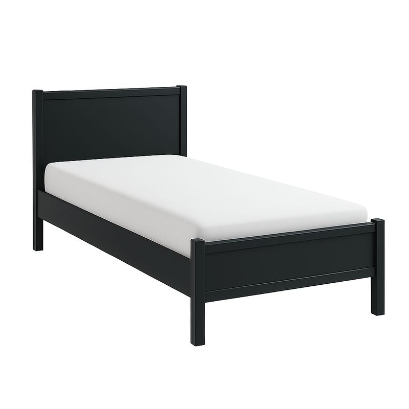 Lit simple noir en bois 200x90 cm