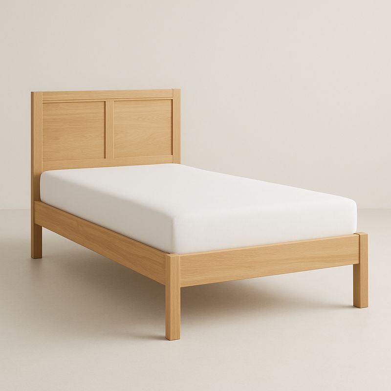 Lit simple en bois chêne clair 200x100 cm