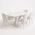 Table à Manger Rectangulaire et 6 Chaises Polypropylène Blanc