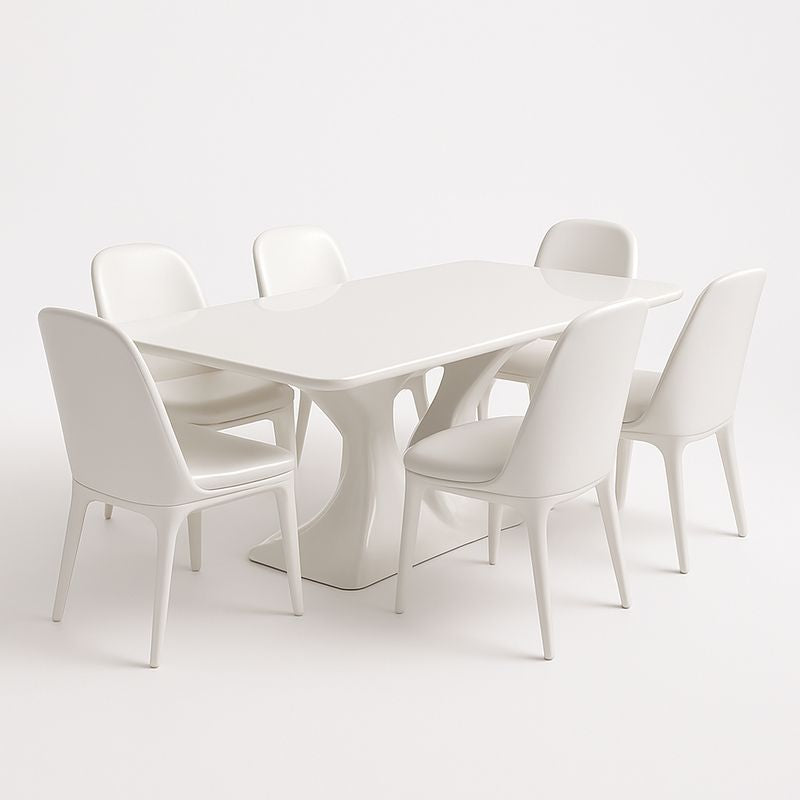 Table à Manger Rectangulaire et 6 Chaises Polypropylène Blanc