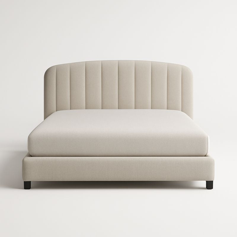 Lit double en tissu beige 140x200 cm