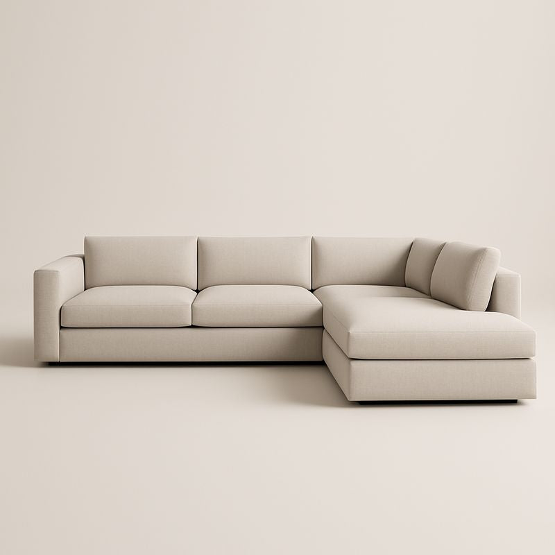 Canapé d'angle en tissu polyester Beige 300x200x85 cm