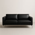 Canapé 3 places cuir noir structure métallique