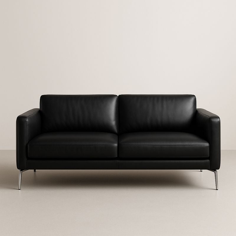 Canapé 3 places cuir noir structure métallique