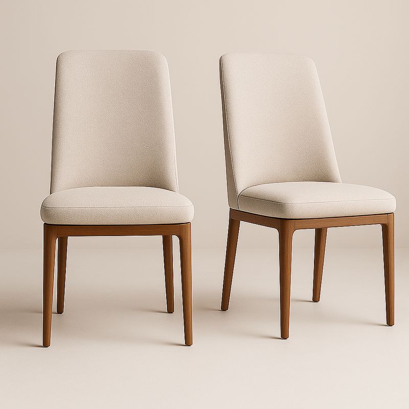 Lot de 2 chaises de salle à manger en tissu et bois
