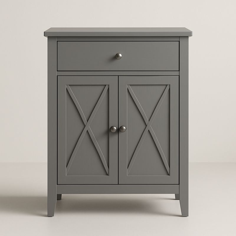 Buffet en bois MDF gris avec tiroir et portes 81x40x95 cm
