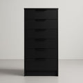 Commode haute 6 tiroirs en bois MDF noir 132cm