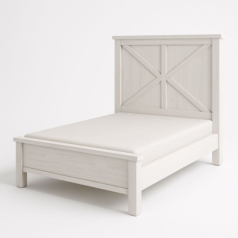 Lit simple en bois massif blanc 200x100 cm