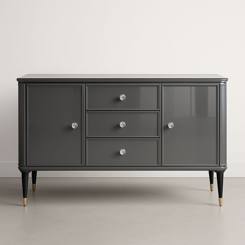 Buffet en MDF gris avec poignées en métal