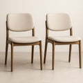 Ensemble de 2 chaises en tissu et bois - Beige