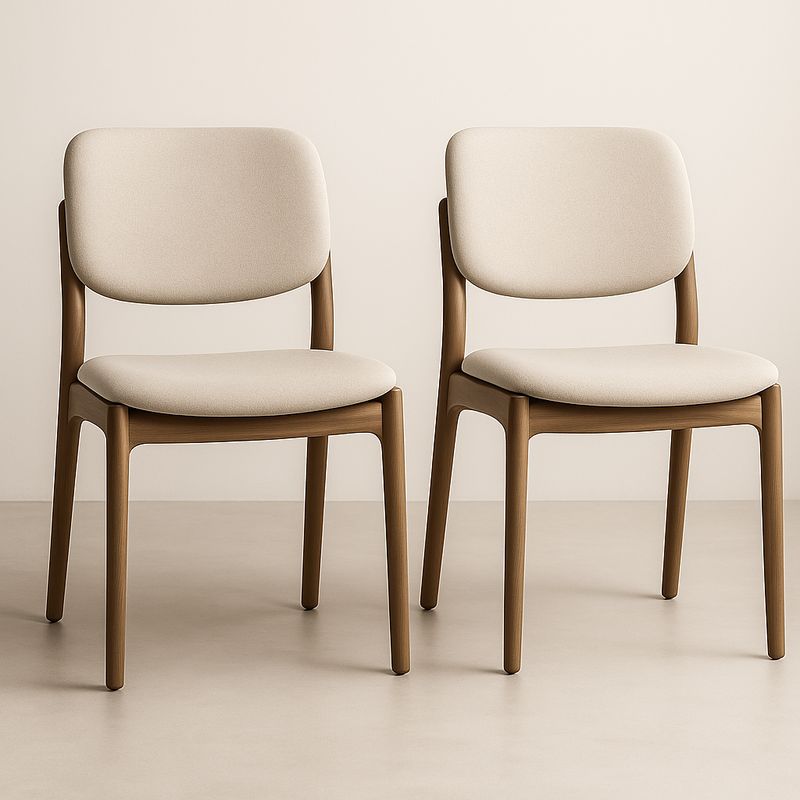 Ensemble de 2 chaises en tissu et bois - Beige